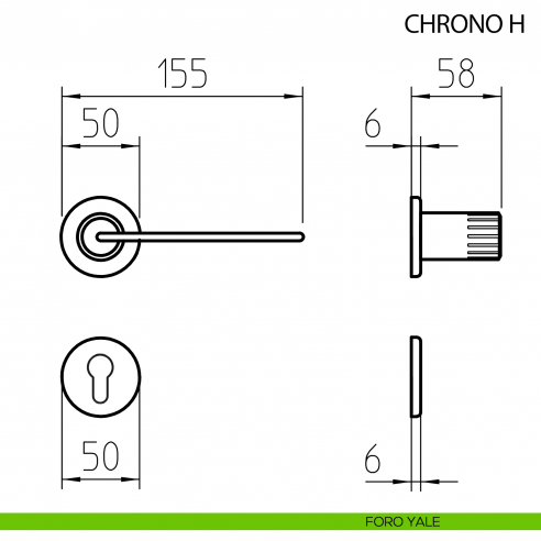 Maniglia per porta Chrono H Mandelli - foro yale
