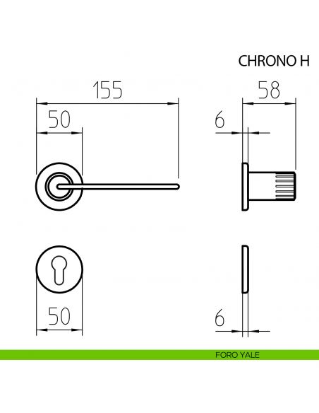 Maniglia per porta Chrono H Mandelli - foro yale