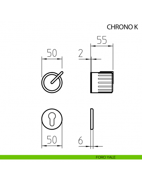 Maniglia per porta Chrono H Mandelli girevole - foro yale