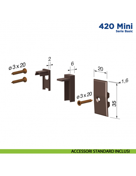 Paraspifferi per porta Comaglio 420 Mini serie Basic - accessori standard inclusi