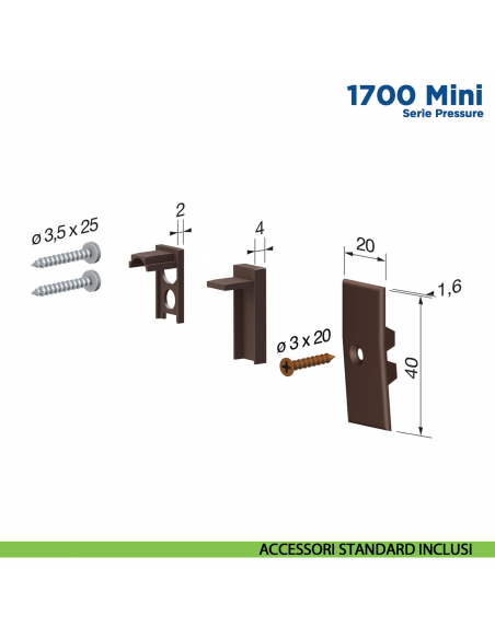Paraspifferi per porta Comaglio 1700 Mini serie Pressure - accessori standard inclusi
