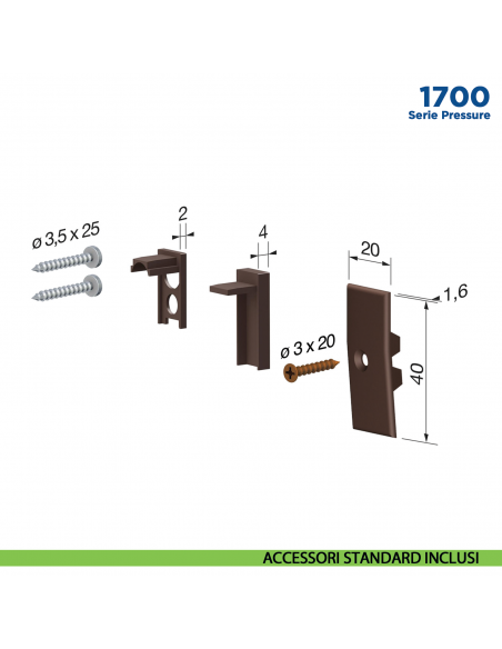 Paraspifferi per porta Comaglio 1700 serie Pressure - accessori standard inclusi