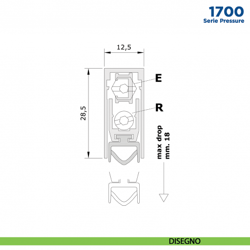 Paraspifferi per porta Comaglio 1700 serie Pressure - disegno
