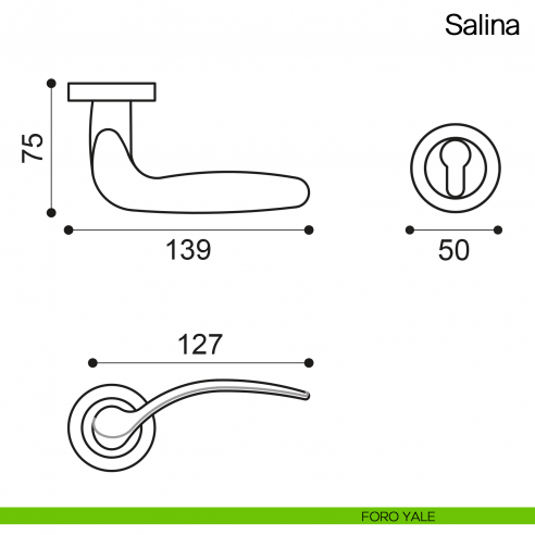 Maniglia per porta Salina Manital foro yale