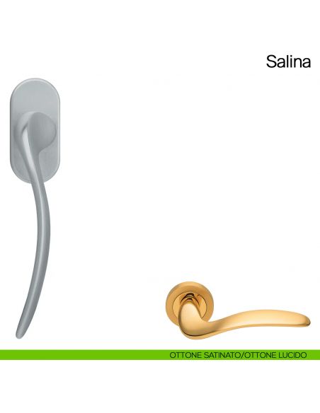 Maniglia martellina DK per finestra Salina Manital ottone satinato/ottone lucido