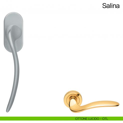 Maniglia martellina DK per finestra Salina Manital ottone lucido