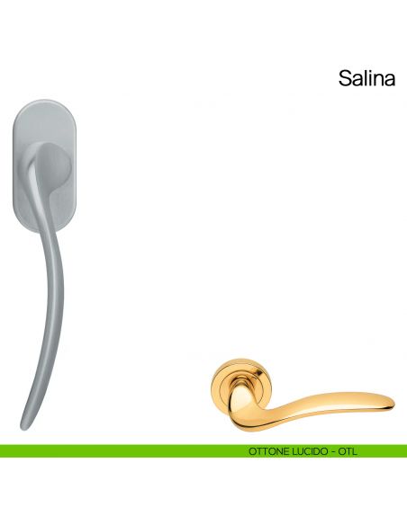 Maniglia martellina DK per finestra Salina Manital ottone lucido