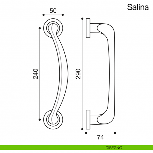 Maniglione per porta Salina Manital con rosette disegno