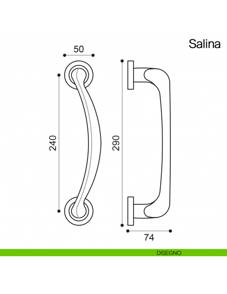 Maniglione per porta Salina Manital con rosette disegno