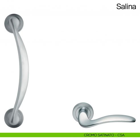 Maniglione per porta Salina Manital con rosette cromato satinato