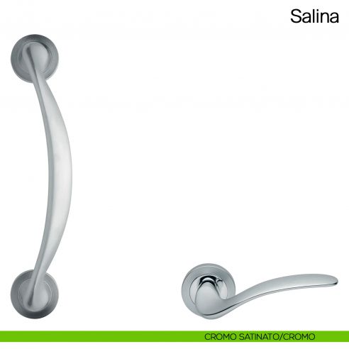 Maniglione per porta Salina Manital con rosette cromato satinato-cromo