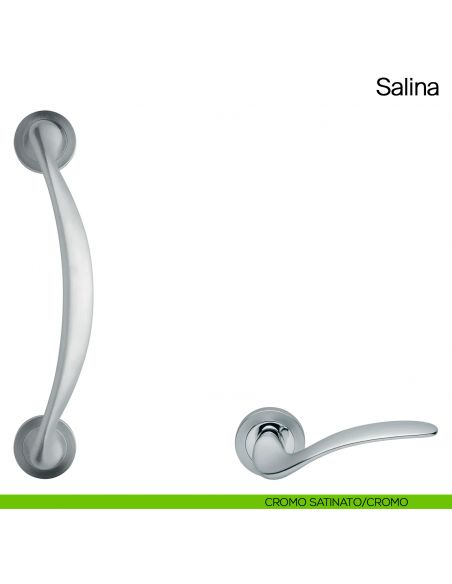 Maniglione per porta Salina Manital con rosette cromato satinato-cromo
