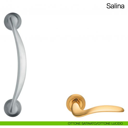 Maniglione per porta Salina Manital con rosette ottone satinato/ottone lucido