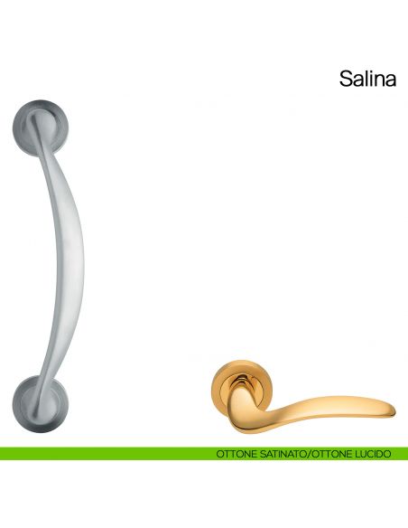 Maniglione per porta Salina Manital con rosette ottone satinato/ottone lucido
