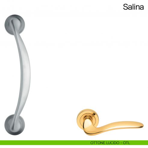Maniglione per porta Salina Manital con rosette ottone lucido