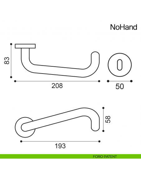 Maniglia per porta NoHand Manital foro patent