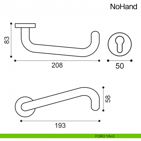 Maniglia per porta NoHand Manital foro yale