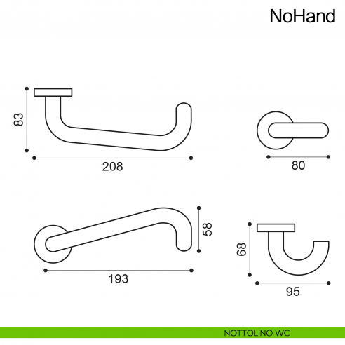 Maniglia per porta NoHand Manital nottolino wc