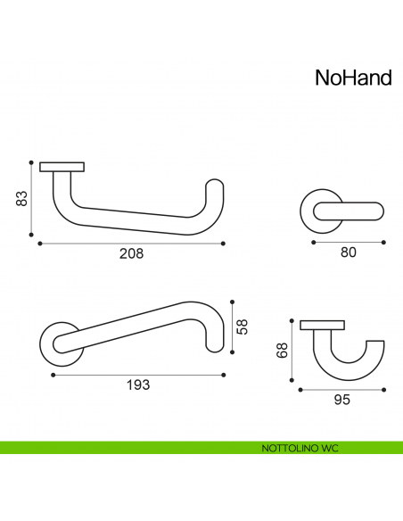 Maniglia per porta NoHand Manital nottolino wc