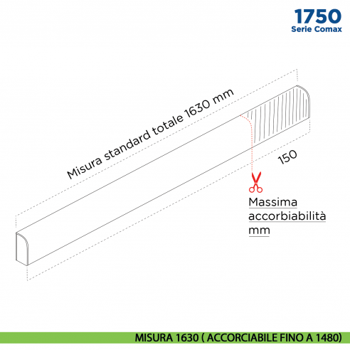 Paraspifferi esterno per porta Comaglio 1750 serie Comax fai da te - misura 1630 ( accorciabile fino a 1480)