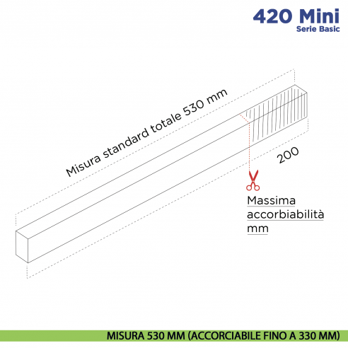 Paraspifferi per porta Comaglio 420 Mini serie Basic - misura 530 mm ( accorciabile fino a 330 mm)