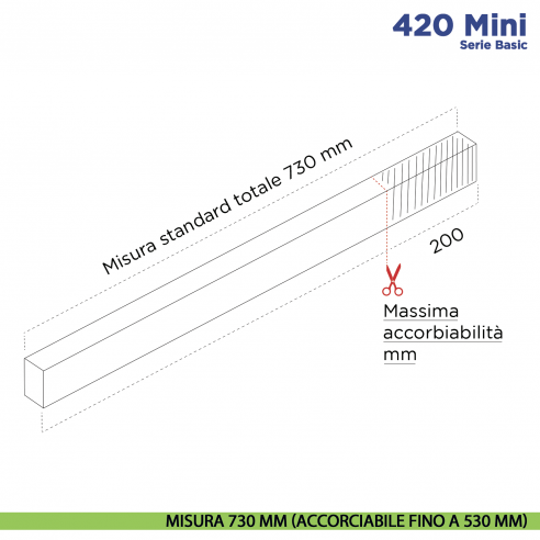 Paraspifferi per porta Comaglio 420 Mini serie Basic - misura 730 mm ( accorciabile fino a 530 mm)