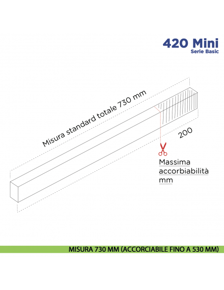 Paraspifferi per porta Comaglio 420 Mini serie Basic - misura 730 mm ( accorciabile fino a 530 mm)