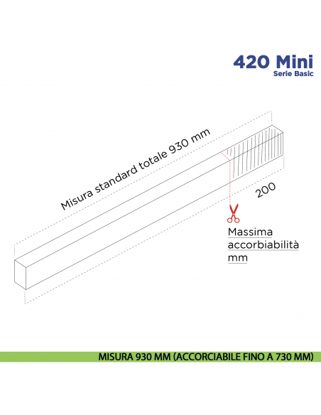 Paraspifferi per porta Comaglio 420 Mini serie Basic - misura 930 mm ( accorciabile fino a 730 mm)