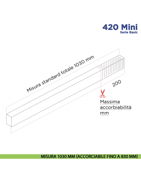 Paraspifferi per porta Comaglio 420 Mini serie Basic - misura 1030 mm ( accorciabile fino a 830 mm)