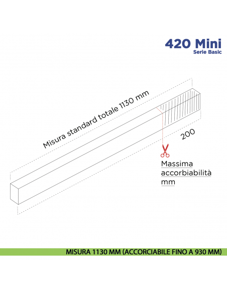 Paraspifferi per porta Comaglio 420 Mini serie Basic - misura 1130 mm ( accorciabile fino a 930 mm)