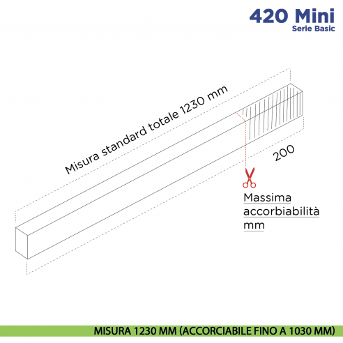 Paraspifferi per porta Comaglio 420 Mini serie Basic - misura 1230 mm ( accorciabile fino a 1030 mm)