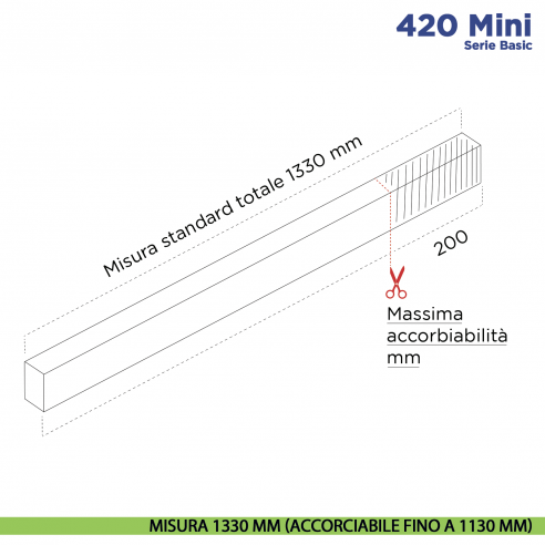 Paraspifferi per porta Comaglio 420 Mini serie Basic - misura 1330 mm ( accorciabile fino a 1130 mm)