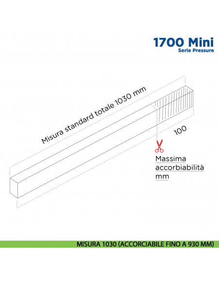 Paraspifferi per porta Comaglio 1700 Mini serie Pressure - misura 1030 mm ( accorciabile fino a 930 mm)