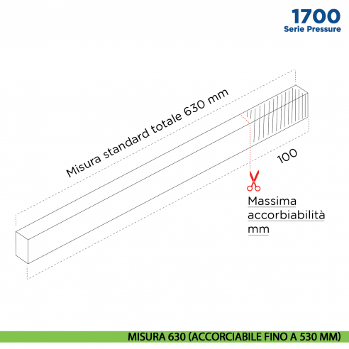 Paraspifferi per porta Comaglio 1700 serie Pressure - misura 630 mm ( accorciabile fino a 530 mm)