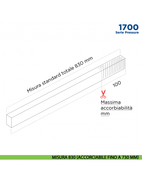 Paraspifferi per porta Comaglio 1700 serie Pressure - misura 830 mm ( accorciabile fino a 730 mm)