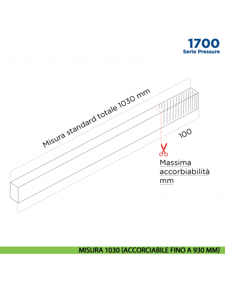 Paraspifferi per porta Comaglio 1700 serie Pressure - misura 1030 mm ( accorciabile fino a 930 mm)