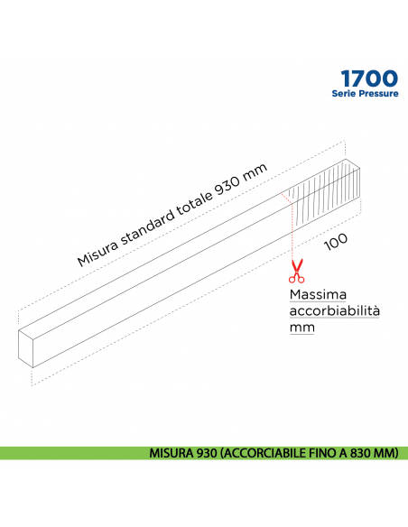 Paraspifferi per porta Comaglio 1700 serie Pressure - misura 930 mm ( accorciabile fino a 830 mm)