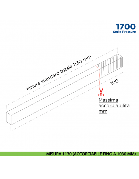 Paraspifferi per porta Comaglio 1700 serie Pressure - misura 1130 mm ( accorciabile fino a 1030 mm)
