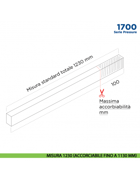 Paraspifferi per porta Comaglio 1700 serie Pressure - misura 1230 mm ( accorciabile fino a 1130 mm)