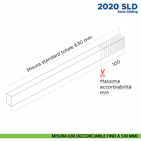 Paraspifferi per porta Scorrevole Comaglio 2020 SLD serie Sliding - misura 630 mm ( accorciabile fino a 530 mm)