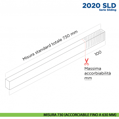 Paraspifferi per porta Scorrevole Comaglio 2020 SLD serie Sliding - misura 730 mm ( accorciabile fino a 630 mm)