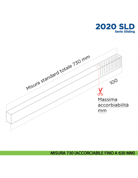 Paraspifferi per porta Scorrevole Comaglio 2020 SLD serie Sliding - misura 730 mm ( accorciabile fino a 630 mm)