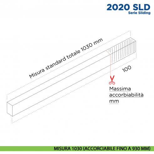 Paraspifferi per porta Scorrevole Comaglio 2020 SLD serie Sliding - misura 1030 mm ( accorciabile fino a 930 mm)