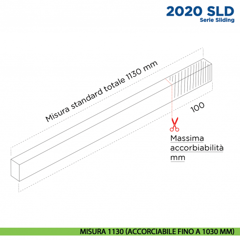 Paraspifferi per porta Scorrevole Comaglio 2020 SLD serie Sliding - misura 1130 mm ( accorciabile fino a 1030 mm)