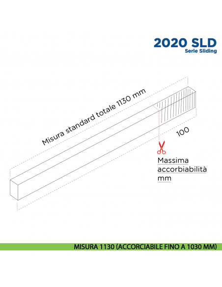 Paraspifferi per porta Scorrevole Comaglio 2020 SLD serie Sliding - misura 1130 mm ( accorciabile fino a 1030 mm)