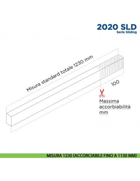 Paraspifferi per porta Scorrevole Comaglio 2020 SLD serie Sliding - misura 1230 mm ( accorciabile fino a 1130 mm)