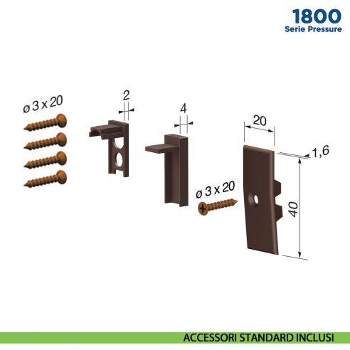 Paraspifferi per porta Comaglio 1800 serie Pressure con alette laterali - accessori standard inclusi