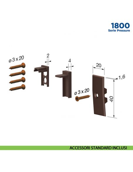 Paraspifferi per porta Comaglio 1800 serie Pressure con alette laterali - accessori standard inclusi