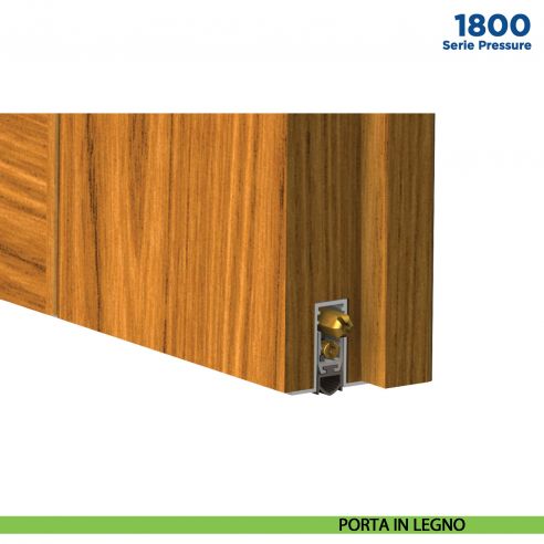 Paraspifferi per porta Comaglio 1800 serie Pressure con alette laterali - applicazione su porta in legno