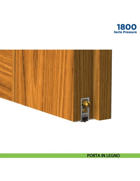 Paraspifferi per porta Comaglio 1800 serie Pressure con alette laterali - applicazione su porta in legno